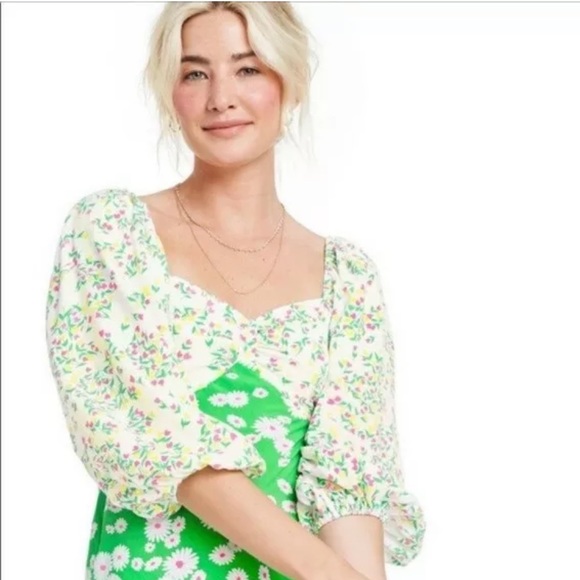 RIXO for Target 12 Daisy Long Sleeve Swing Dress Green New - Picture 4 of 6